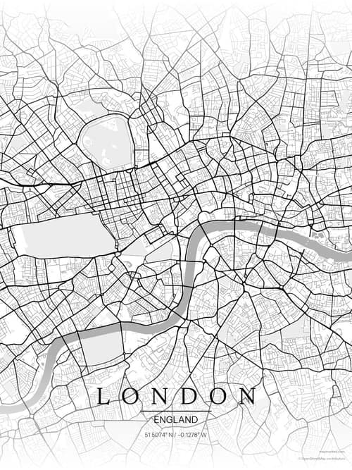 London map art print in Chalk Gallery — minimalist city map poster