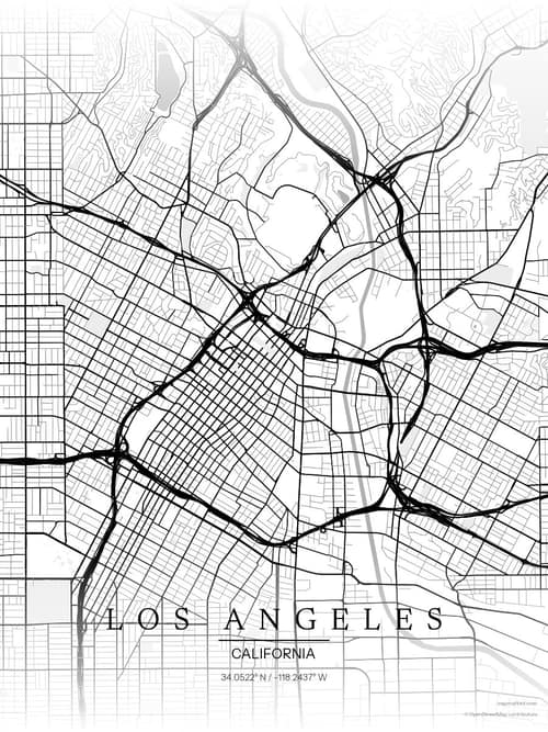 Los Angeles map art print in Chalk Gallery — minimalist city map poster