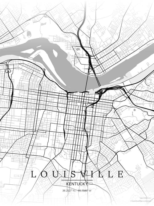 Louisville map art print in Chalk Gallery — minimalist city map poster