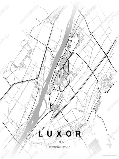 Luxor map art print in Chalk Gallery — minimalist city map poster