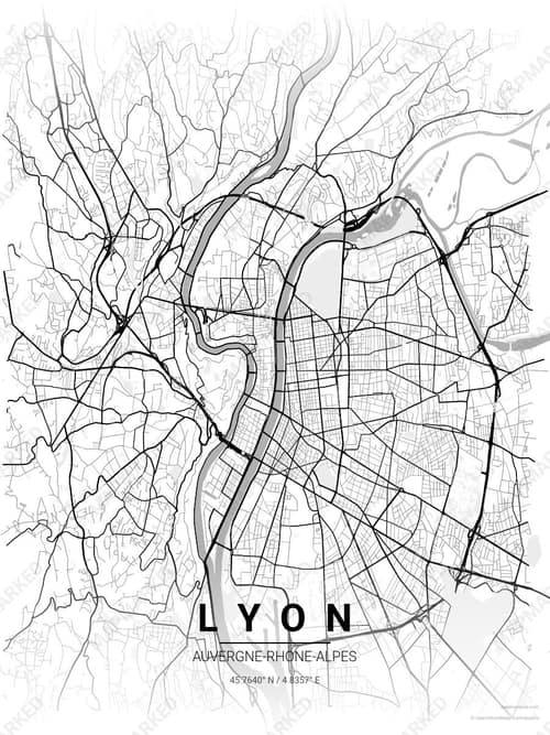 Lyon map art print in Chalk Gallery — minimalist city map poster