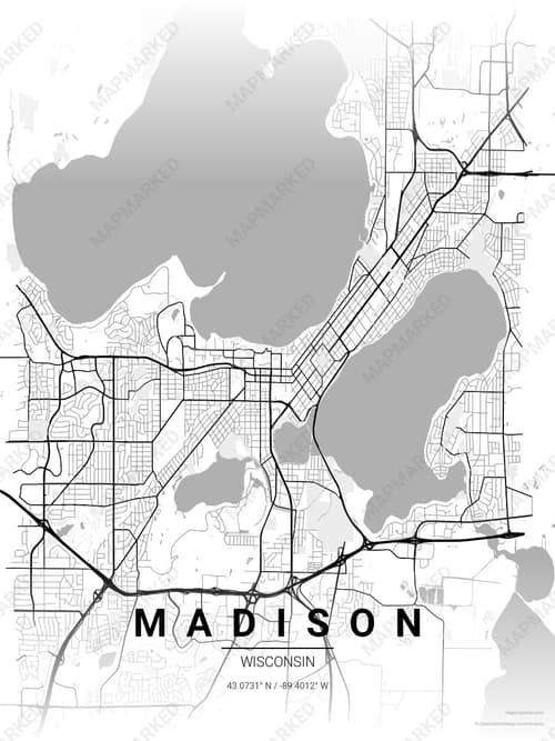 Madison map art print in Chalk Gallery — minimalist city map poster