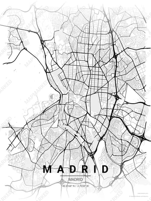 Madrid map art print in Chalk Gallery — minimalist city map poster
