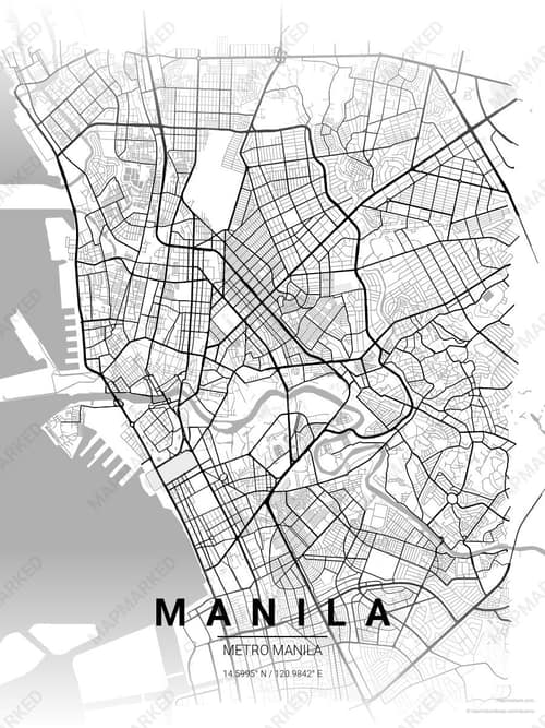 Manila map art print in Chalk Gallery — minimalist city map poster