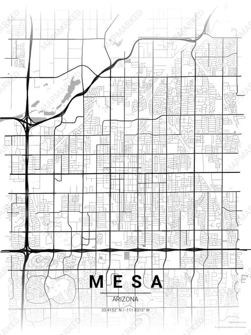 Mesa map art print in Chalk Gallery — minimalist city map poster