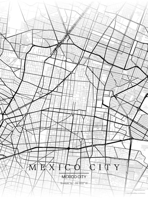 Mexico City map art print in Chalk Gallery — minimalist city map poster
