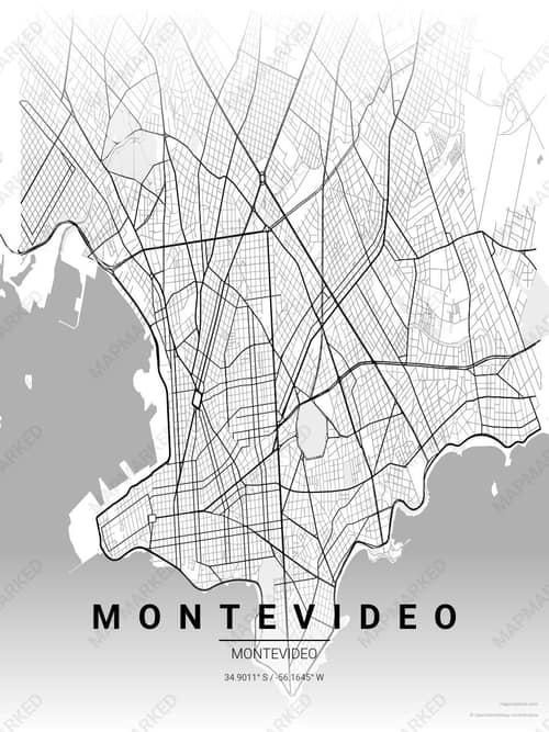 Montevideo map art print in Chalk Gallery — minimalist city map poster
