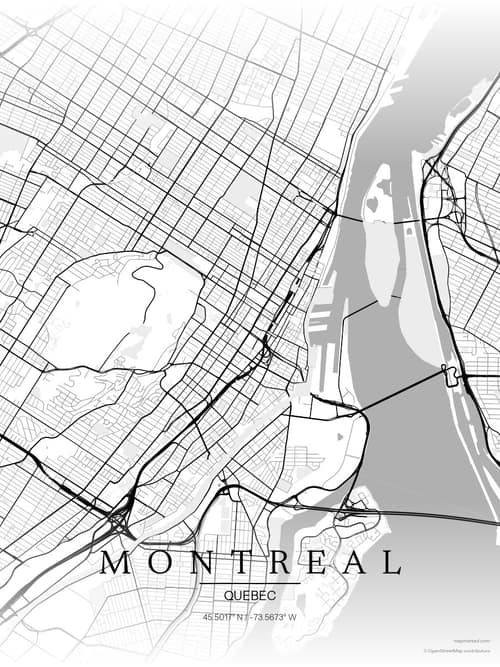 Montreal map art print in Chalk Gallery — minimalist city map poster