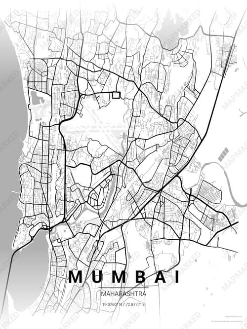 Mumbai map art print in Chalk Gallery — minimalist city map poster