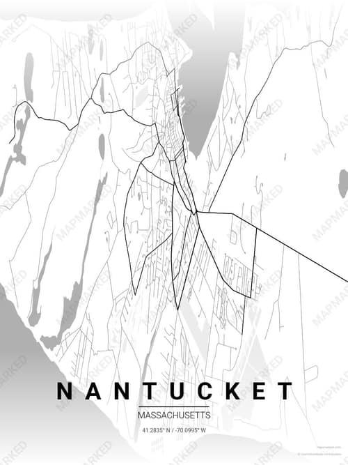Nantucket map art print in Chalk Gallery — minimalist city map poster