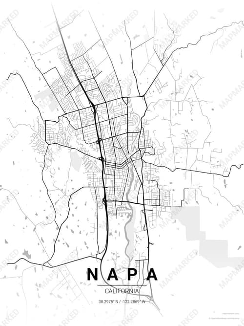 Napa map art print in Chalk Gallery — minimalist city map poster