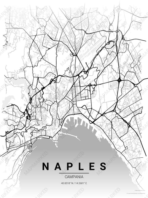 Naples map art print in Chalk Gallery — minimalist city map poster