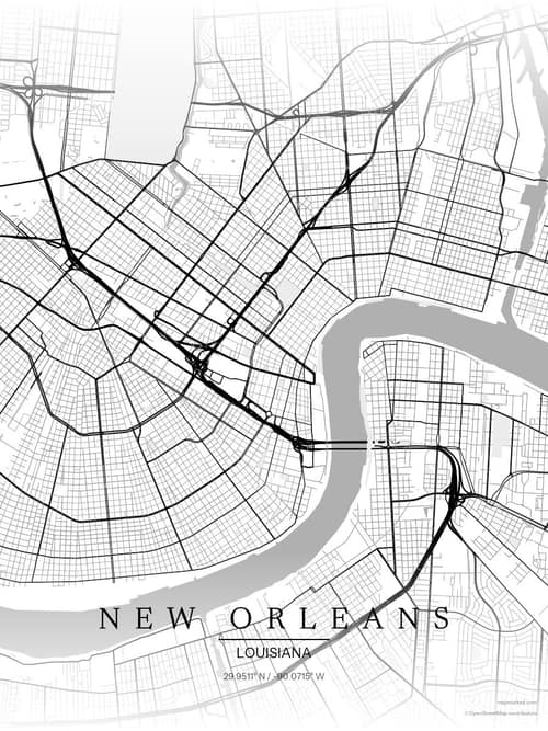 New Orleans map art print in Chalk Gallery — minimalist city map poster