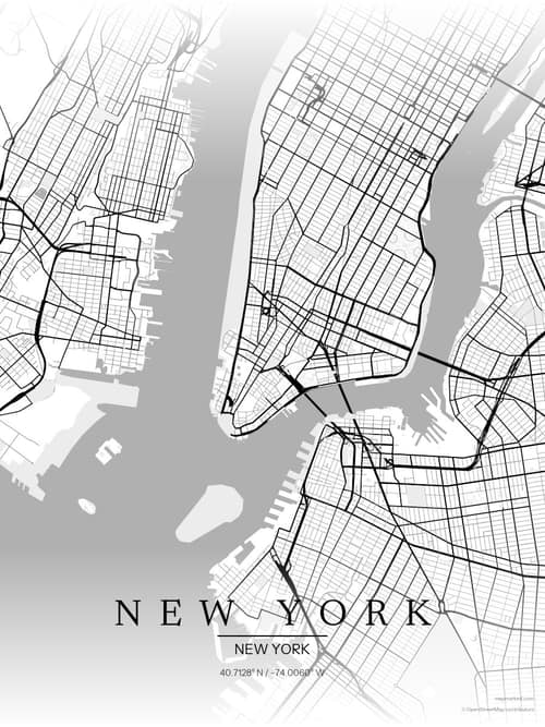 New York map art print in Chalk Gallery — minimalist city map poster