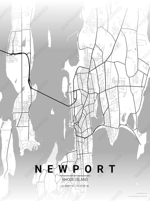 Newport map art print in Chalk Gallery — minimalist city map poster