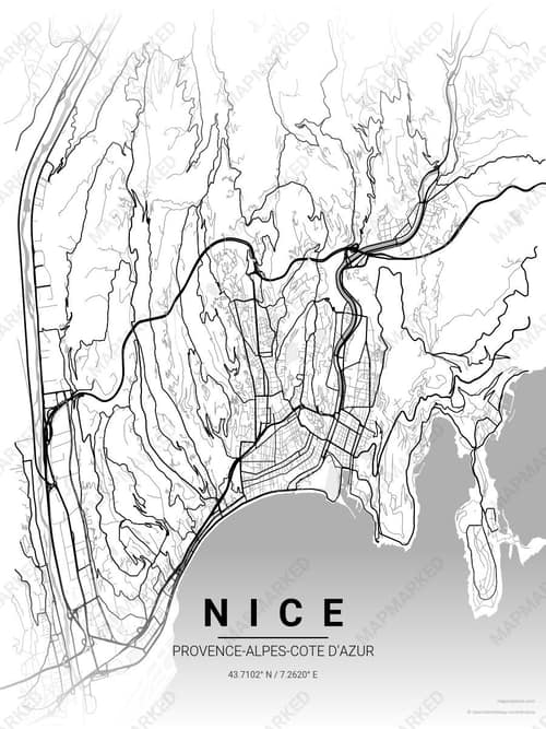 Nice map art print in Chalk Gallery — minimalist city map poster