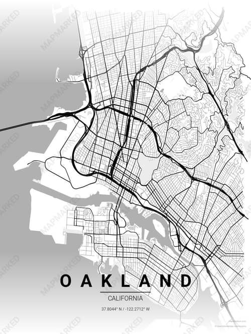 Oakland map art print in Chalk Gallery — minimalist city map poster