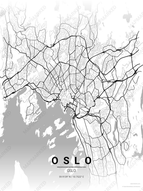 Oslo map art print in Chalk Gallery — minimalist city map poster