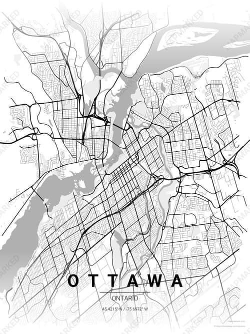 Ottawa map art print in Chalk Gallery — minimalist city map poster