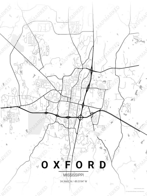 Oxford map art print in Chalk Gallery — minimalist city map poster
