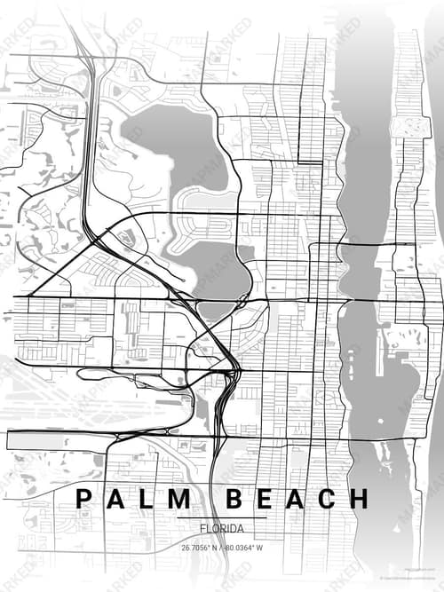 Palm Beach map art print in Chalk Gallery — minimalist city map poster