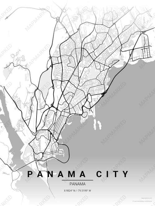 Panama City map art print in Chalk Gallery — minimalist city map poster