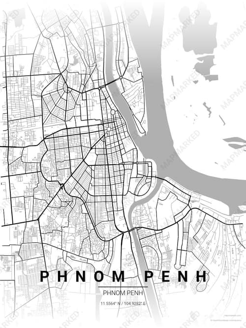 Phnom Penh map art print in Chalk Gallery — minimalist city map poster