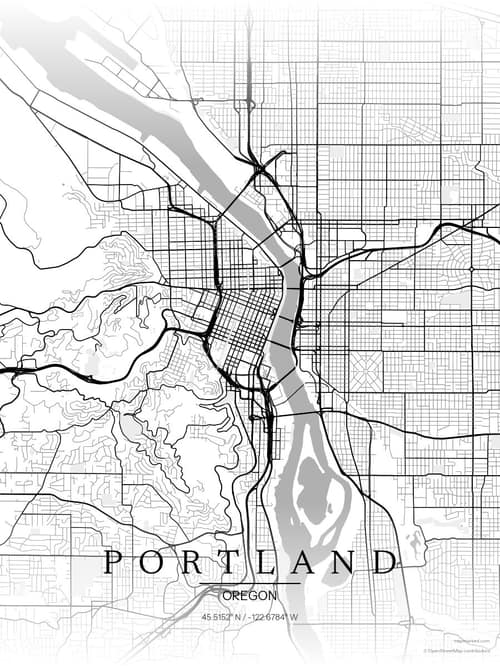 Portland map art print in Chalk Gallery — minimalist city map poster