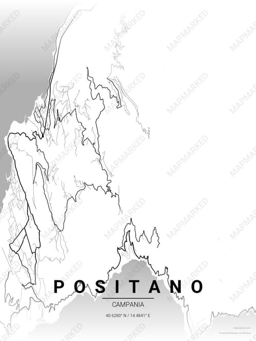 Positano map art print in Chalk Gallery — minimalist city map poster