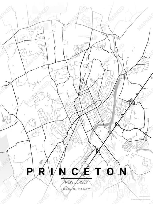 Princeton map art print in Chalk Gallery — minimalist city map poster