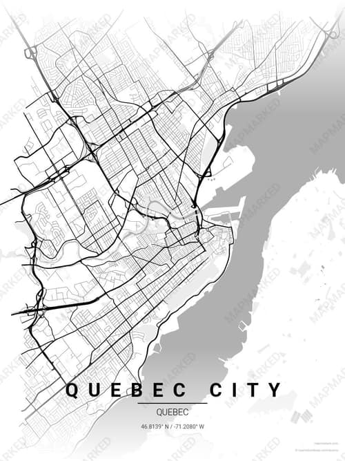 Quebec City map art print in Chalk Gallery — minimalist city map poster
