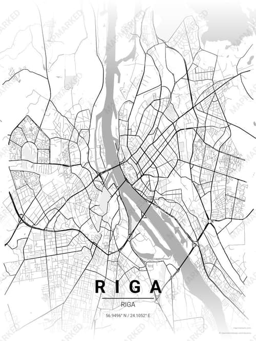 Riga map art print in Chalk Gallery — minimalist city map poster