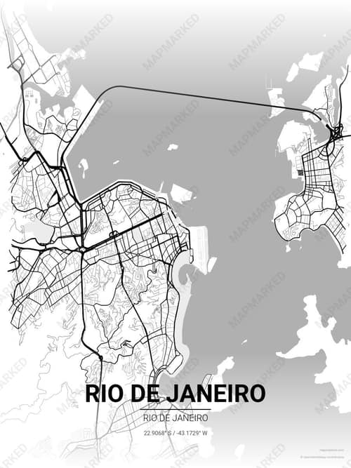 Rio de Janeiro map art print in Chalk Gallery — minimalist city map poster