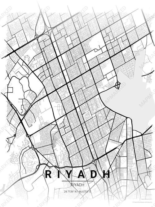 Riyadh map art print in Chalk Gallery — minimalist city map poster