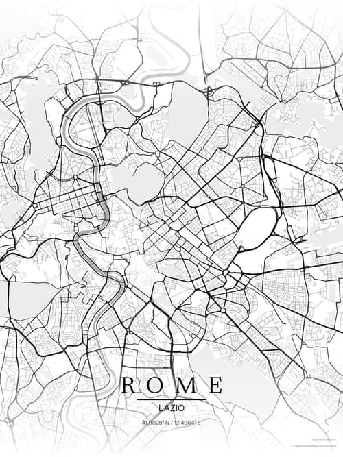 Rome map art print in Chalk Gallery — minimalist city map poster