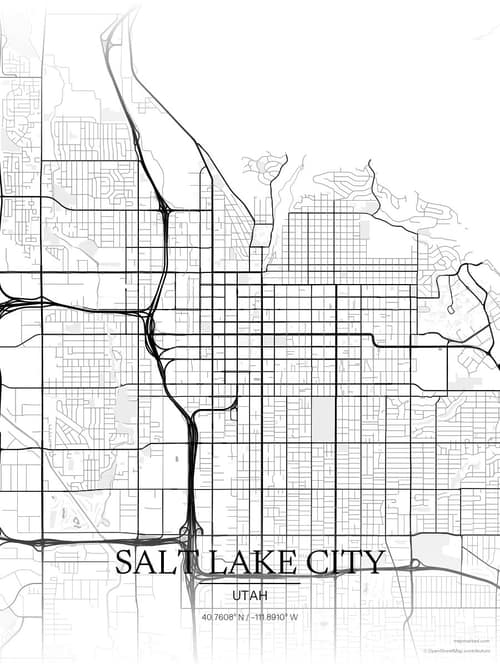 Salt Lake City map art print in Chalk Gallery — minimalist city map poster