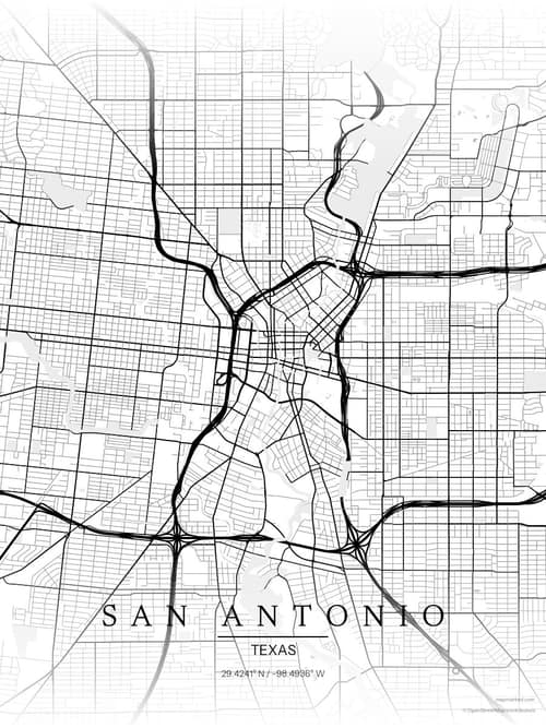 San Antonio map art print in Chalk Gallery — minimalist city map poster