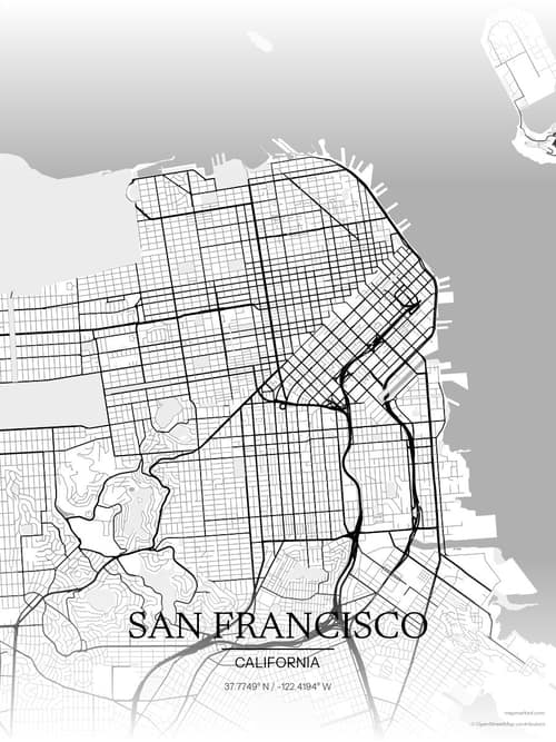 San Francisco map art print in Chalk Gallery — minimalist city map poster