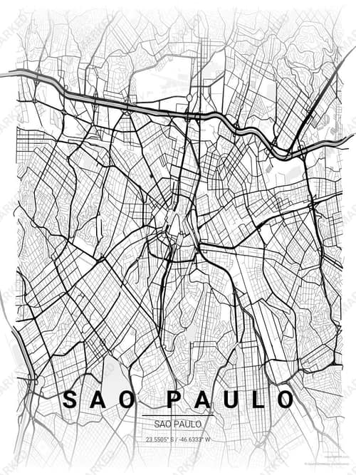 Sao Paulo map art print in Chalk Gallery — minimalist city map poster