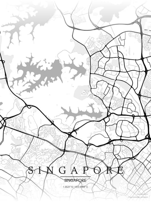 Singapore map art print in Chalk Gallery — minimalist city map poster