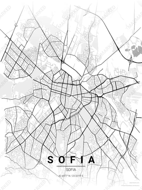 Sofia map art print in Chalk Gallery — minimalist city map poster