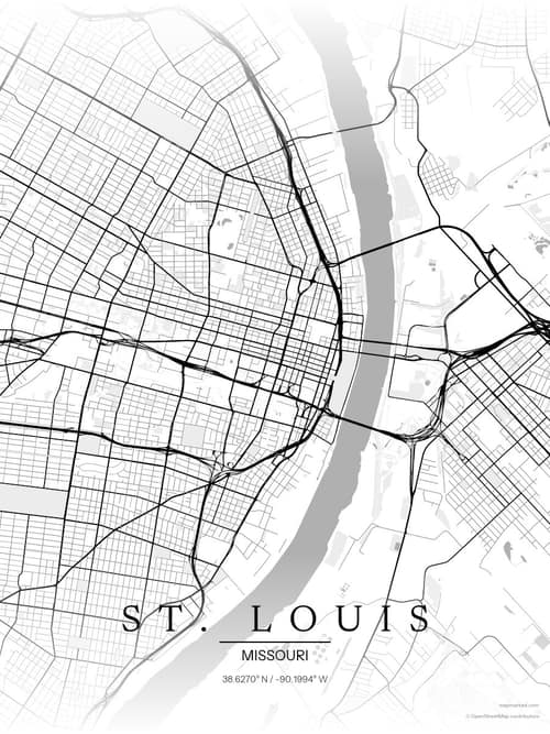 St. Louis map art print in Chalk Gallery — minimalist city map poster