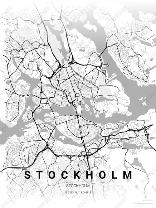 Stockholm map art print in Chalk Gallery — minimalist city map poster