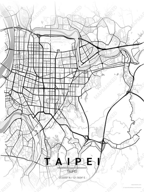 Taipei map art print in Chalk Gallery — minimalist city map poster