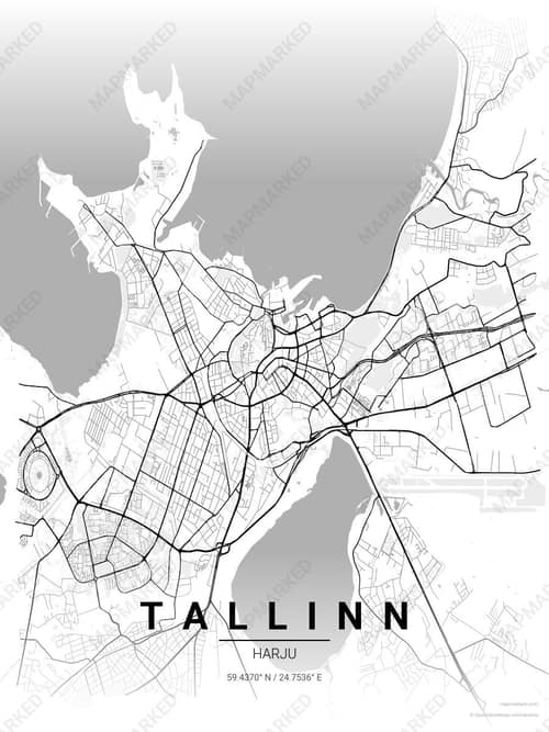 Tallinn map art print in Chalk Gallery — minimalist city map poster