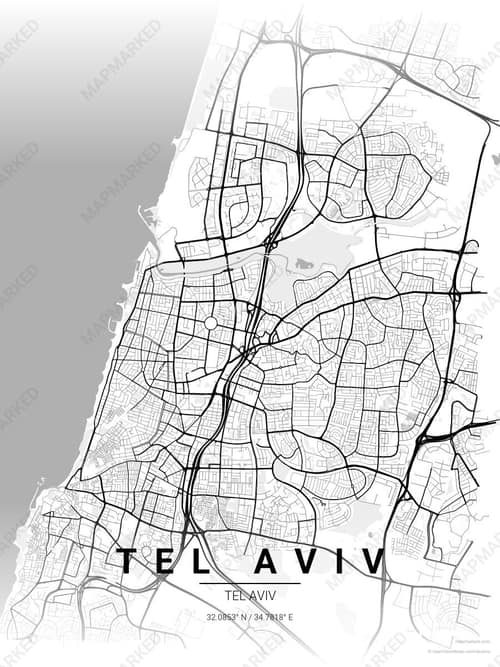 Tel Aviv map art print in Chalk Gallery — minimalist city map poster