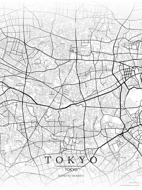 Tokyo map art print in Chalk Gallery — minimalist city map poster