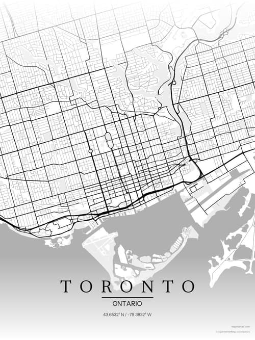 Toronto map art print in Chalk Gallery — minimalist city map poster
