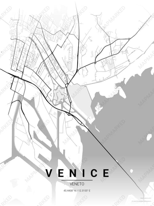 Venice map art print in Chalk Gallery — minimalist city map poster