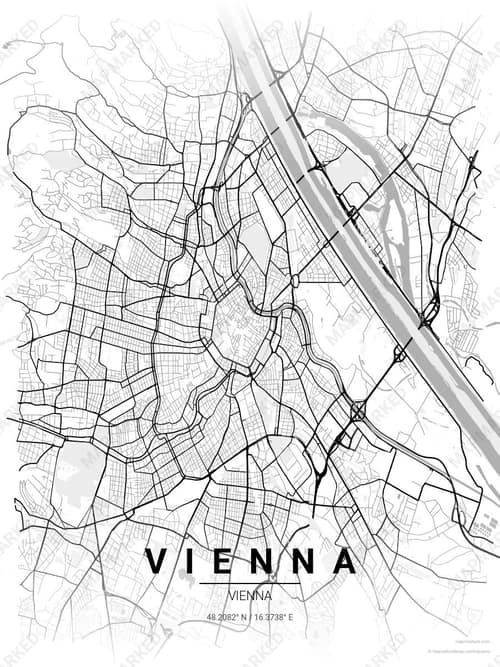 Vienna map art print in Chalk Gallery — minimalist city map poster